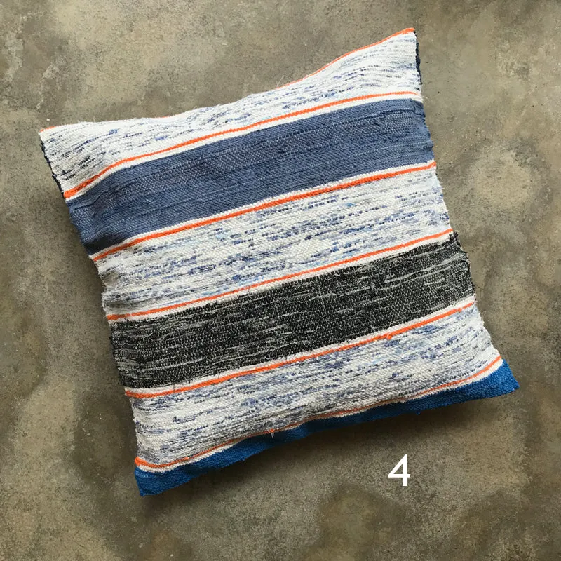 Handwoven rag pillow