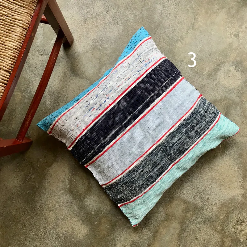 Handwoven rag pillow