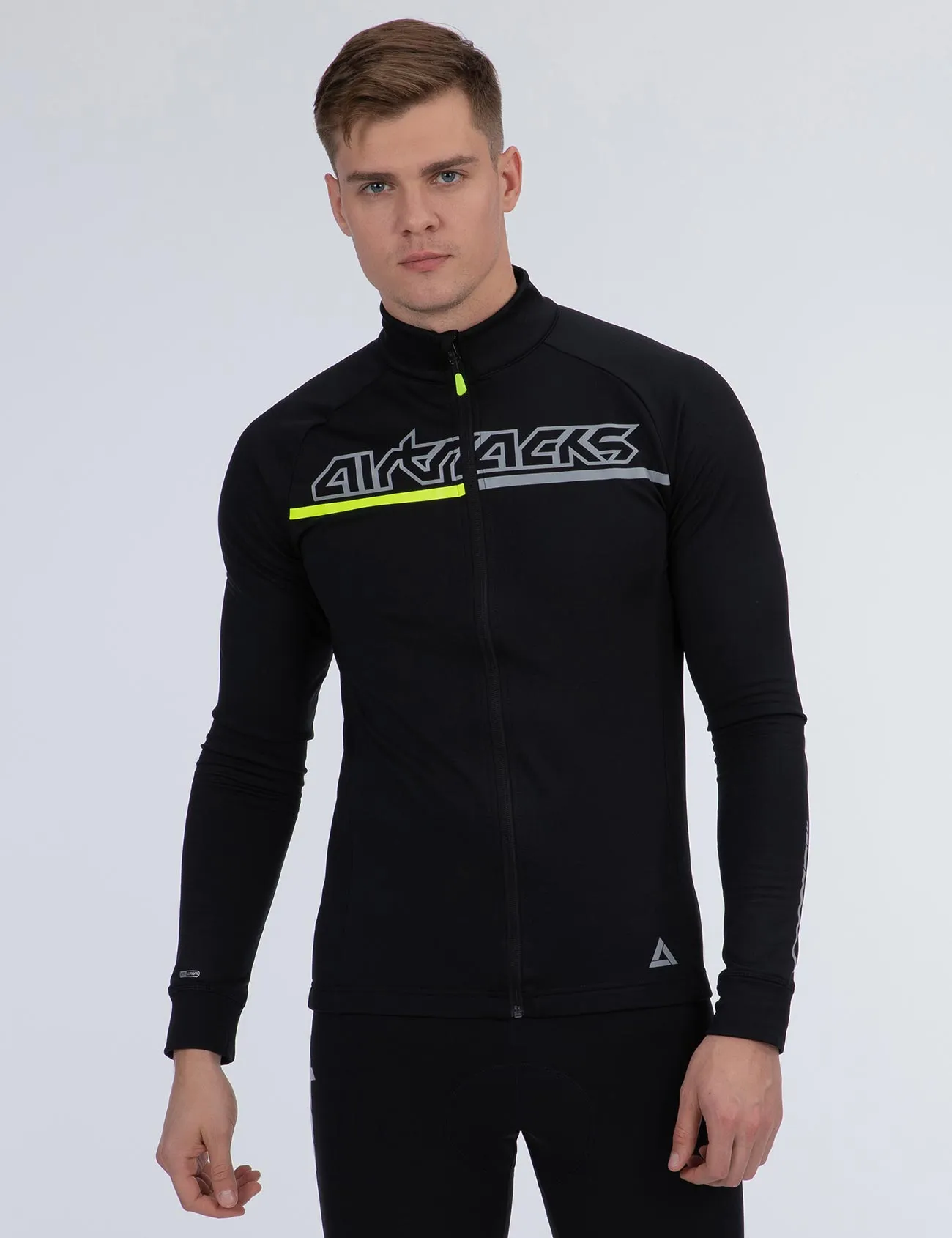 Herren Thermo Fahrradtrikot Langarm Pro Team Schwarz-Neon Setprodukt