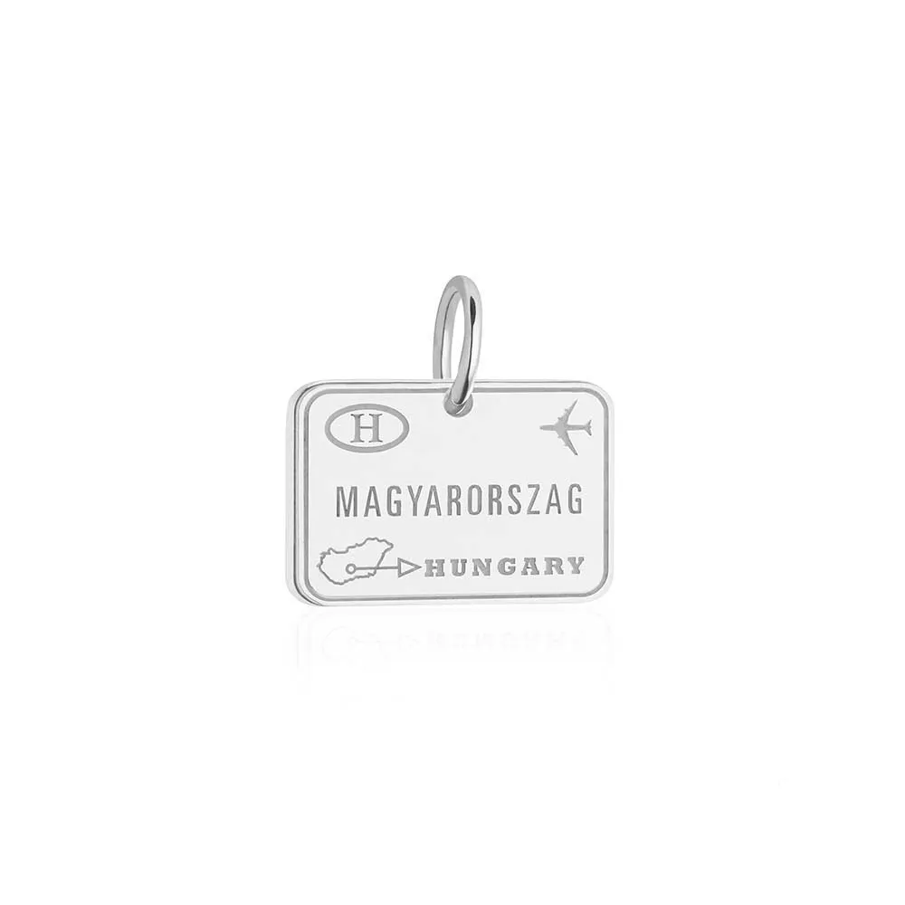 Hungary Passport Stamp Charm Silver