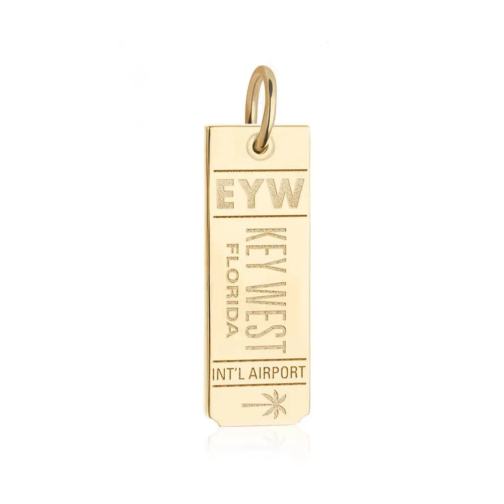 Key West Florida USA EYW Luggage Tag Charm Gold