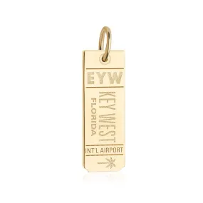 Key West Florida USA EYW Luggage Tag Charm Gold