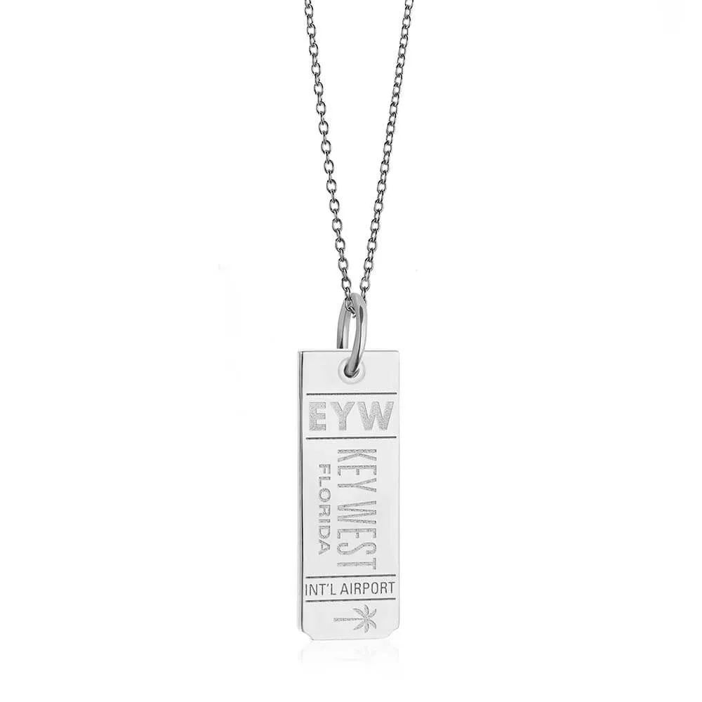 Key West Florida USA EYW Luggage Tag Charm Silver