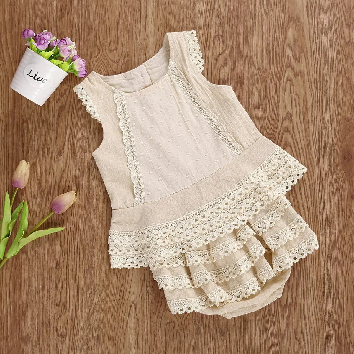 Lace Sleeveless Top and Layered Skort Set