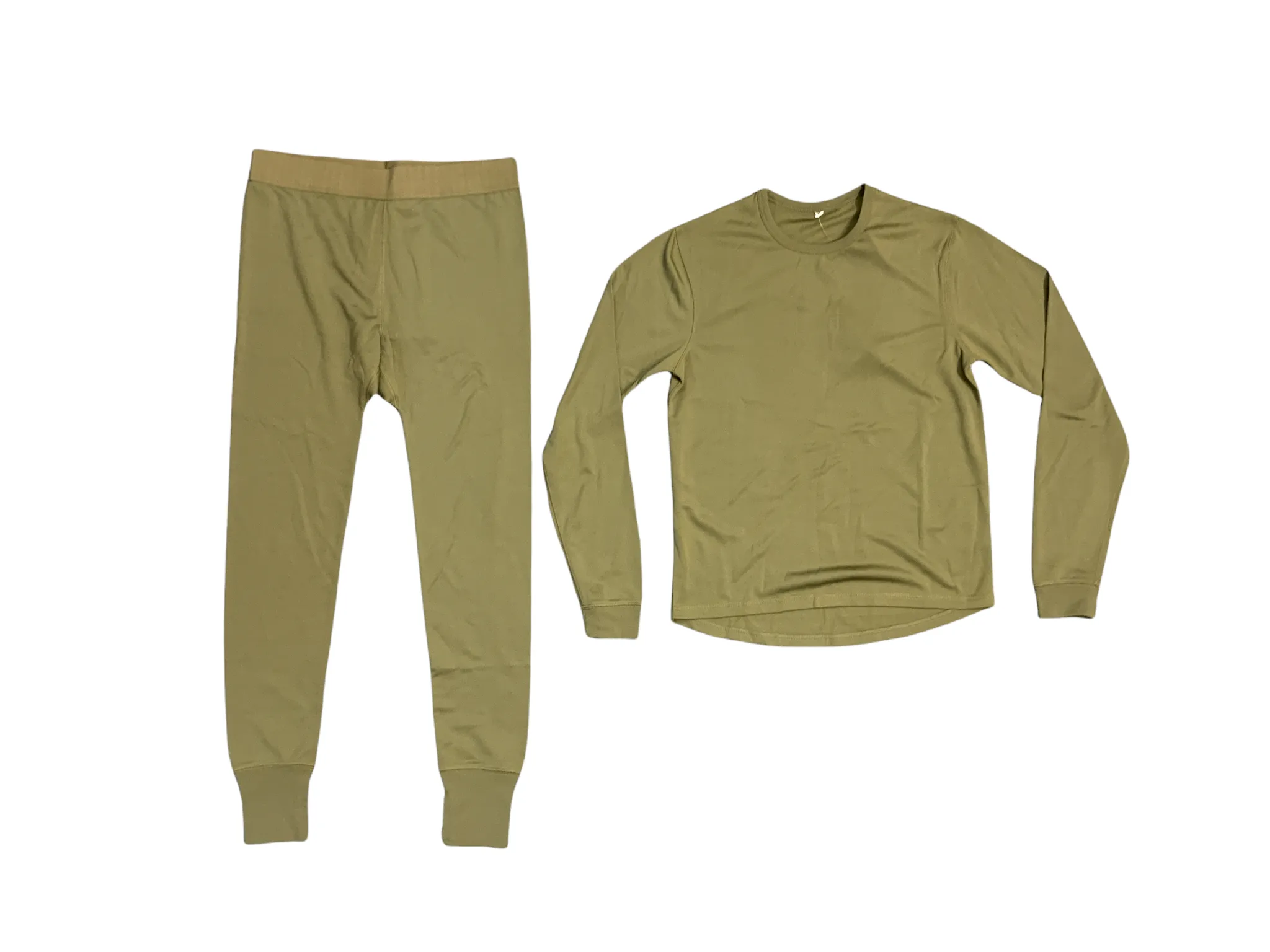 Light Olive Polyester Mesh Thermal Underwear Long Sleeve Vest & Long Pants Set