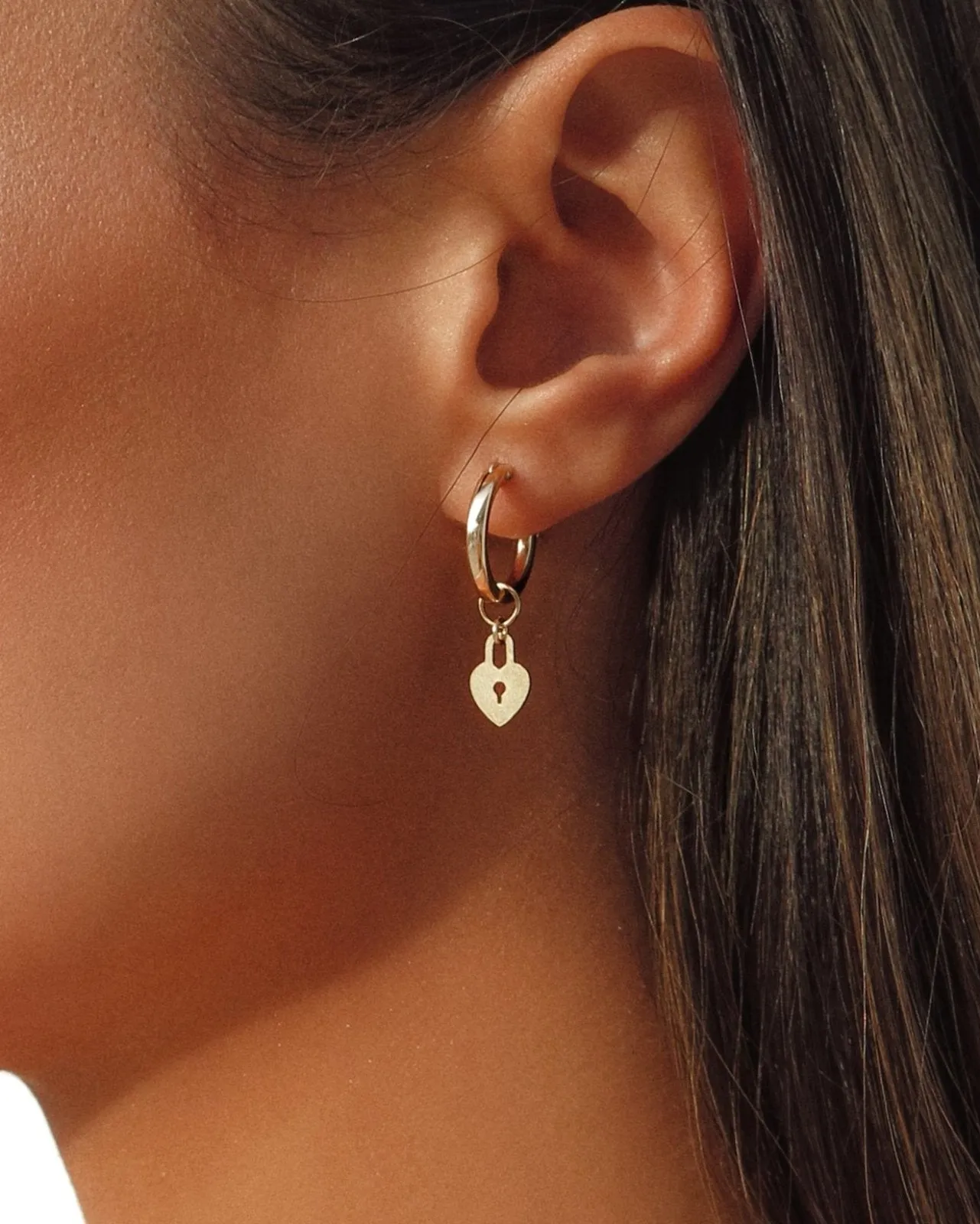 Love Lock Thick Hoop Earrings  - 14k Yellow Gold Fill