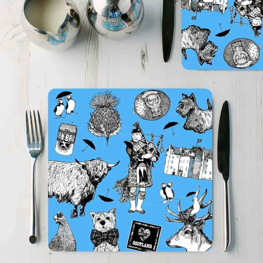 Love Scotland Placemat - sky blue