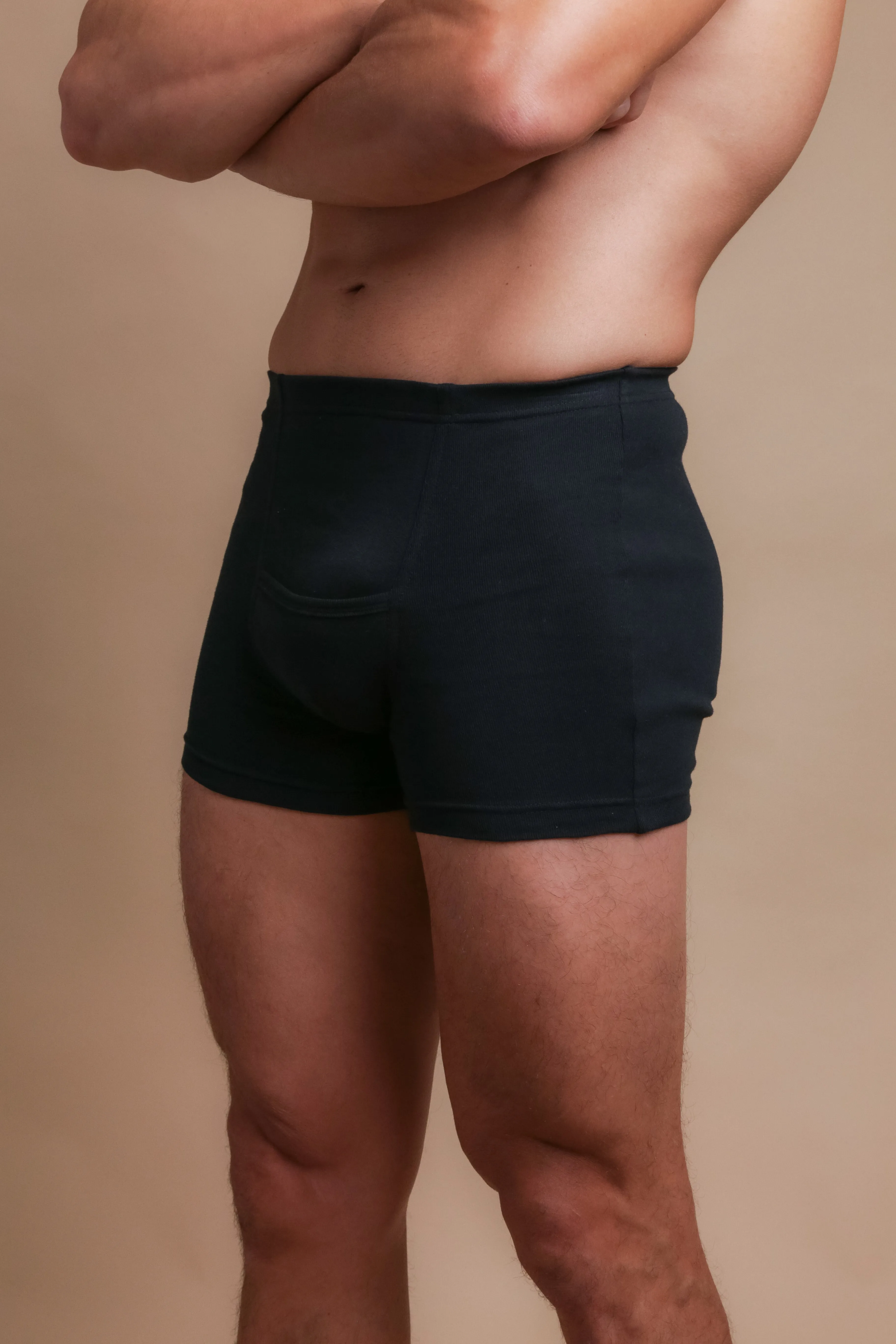 Men's Rib Elasticized Boxer Brief with Fly