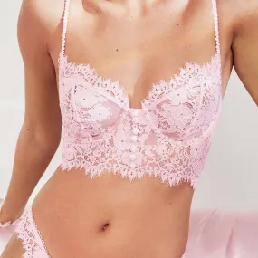 Mesh Cutout Lace Flower Embroidery Bralette Bra