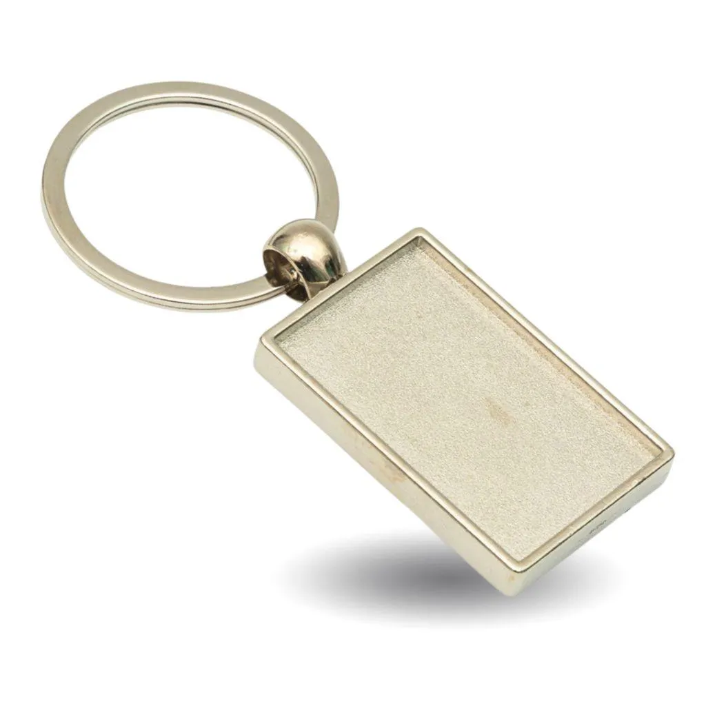 Rectangle Slimline Blank Metal Photo Insert Keyring - 40 x 25mm - Pack of 10