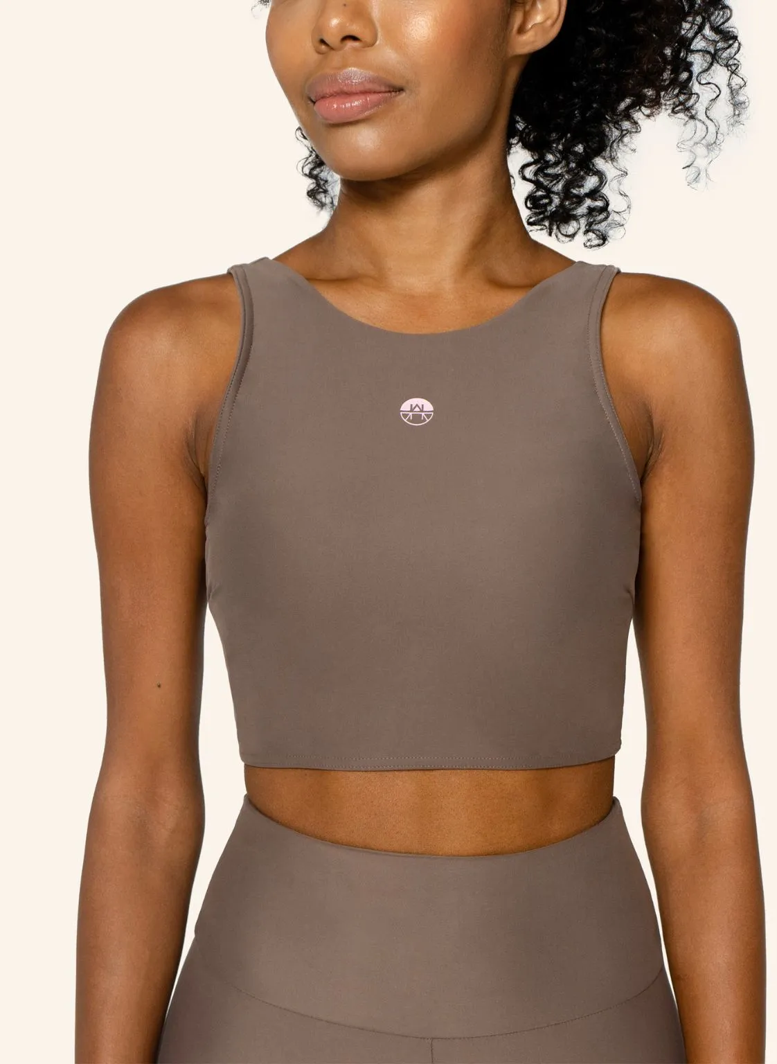 Rhône High Neck Sports Bra Crop Top Soft Earth