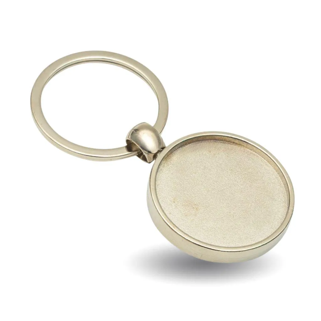 Round Slimline Blank Metal Photo Insert Keyring - 33mm - Pack of 10