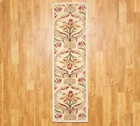 Royal Palace 2'3" x 8' Wool Floral Panel Runner Ivory,