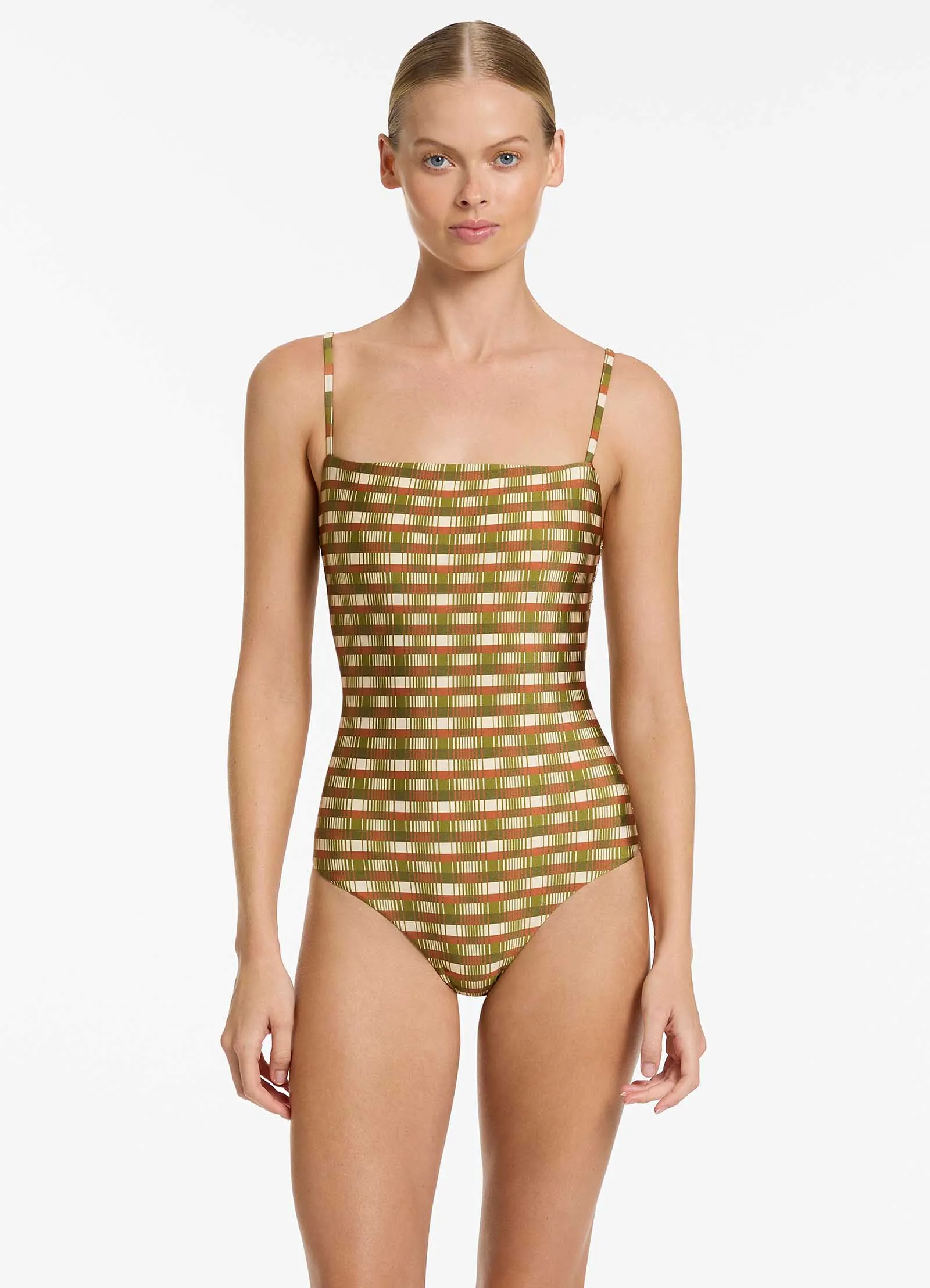 Sorella Geo Minimal Tank One Piece - Moss