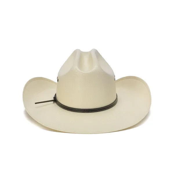 Stampede Hats - 50X Shantung White Cowboy Hat with Leather Trim and Mini Conchos