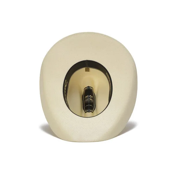 Stampede Hats - 50X Shantung White Cowboy Hat with Leather Trim and Mini Conchos