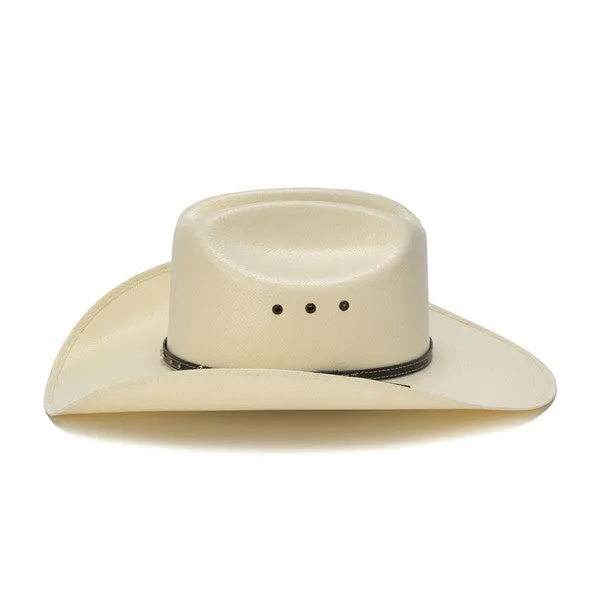 Stampede Hats - 50X Shantung White Cowboy Hat with Leather Trim and Mini Conchos