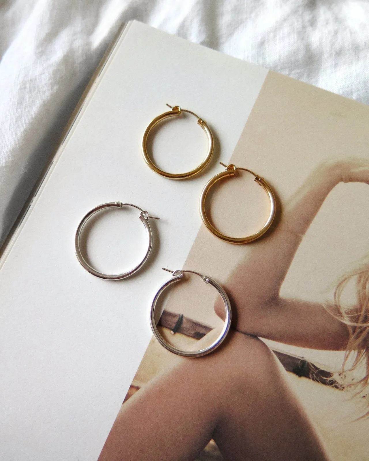 Thick Hoop Earrings  - 14k Rose Gold Fill