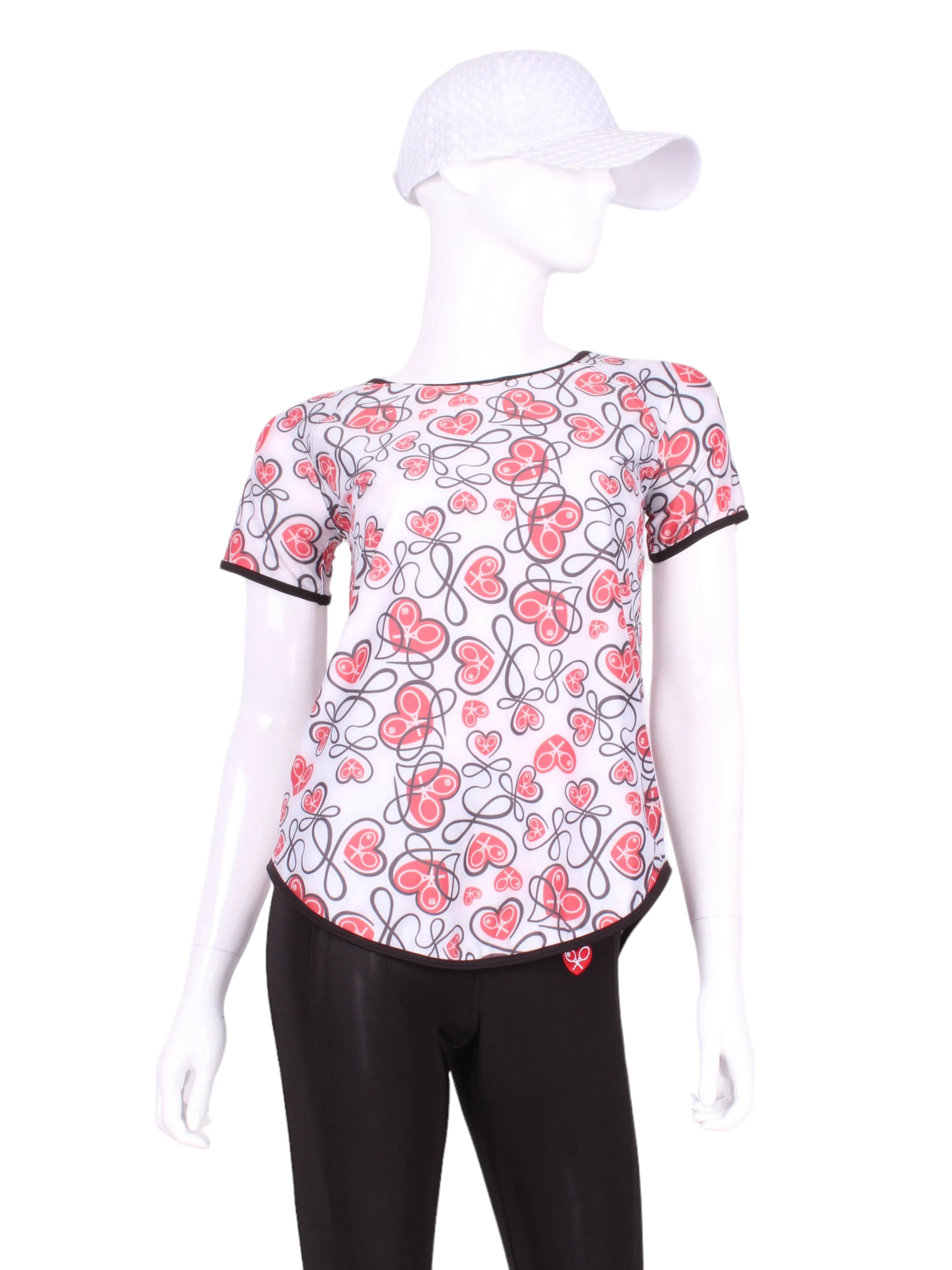 Tie Back Tee Short Sleeve Ribbon Hearts   Rackets