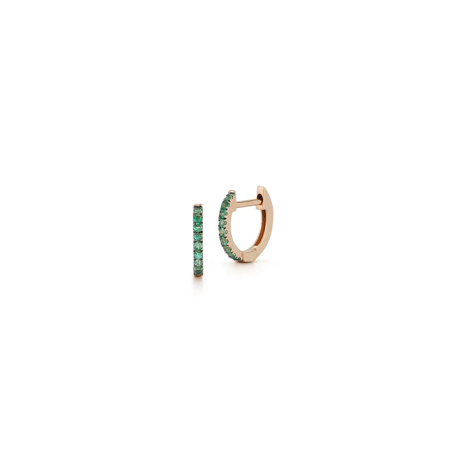 WF CLASSIC 18K GOLD AND GREEN EMERALD SINGLE ROW HUGGIES