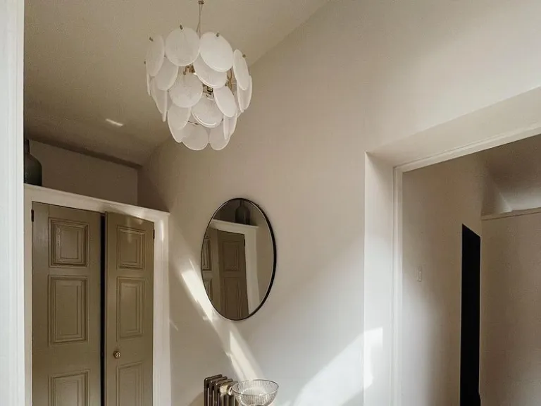 White glass disk chandelier ceiling light