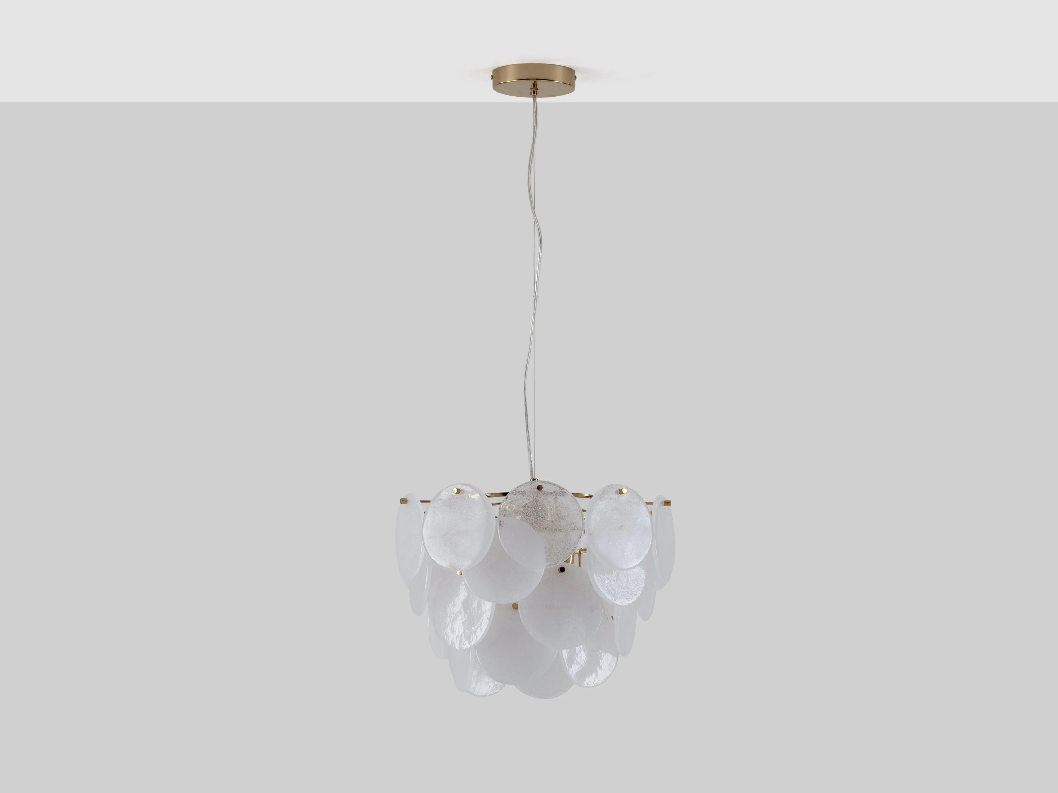 White glass disk chandelier ceiling light