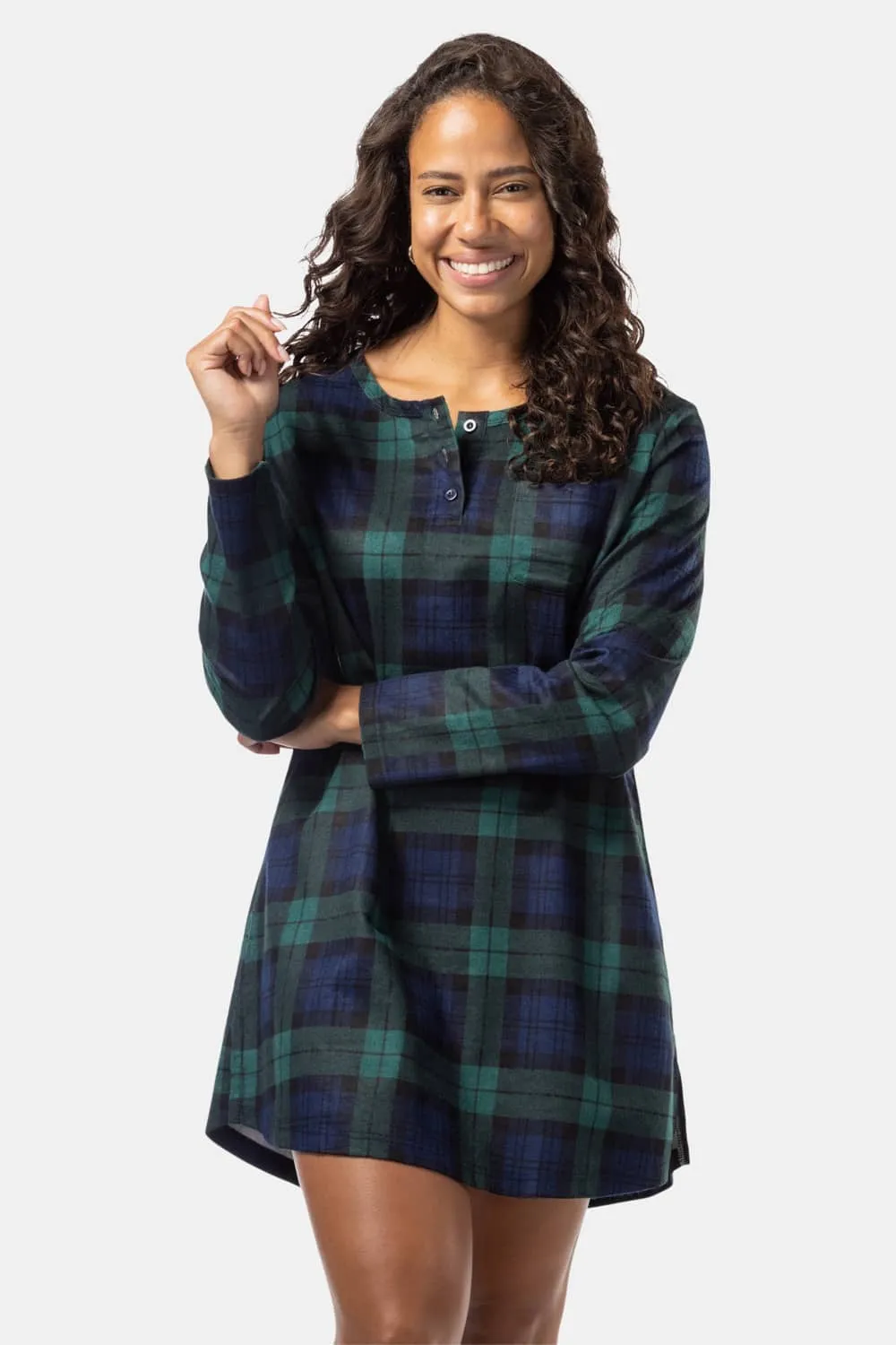 Women's EcoFlannel™ Above Knee Henley Nightshirt