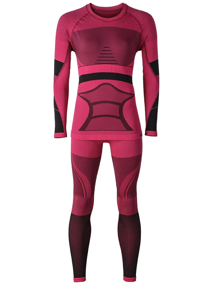 Women's Winter Red Ski Thermal Underwear Set Wicking Quick-Drying