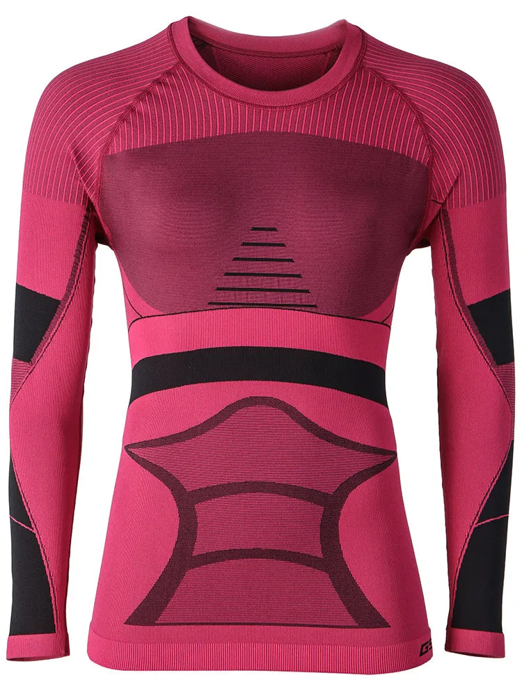 Women's Winter Red Ski Thermal Underwear Set Wicking Quick-Drying